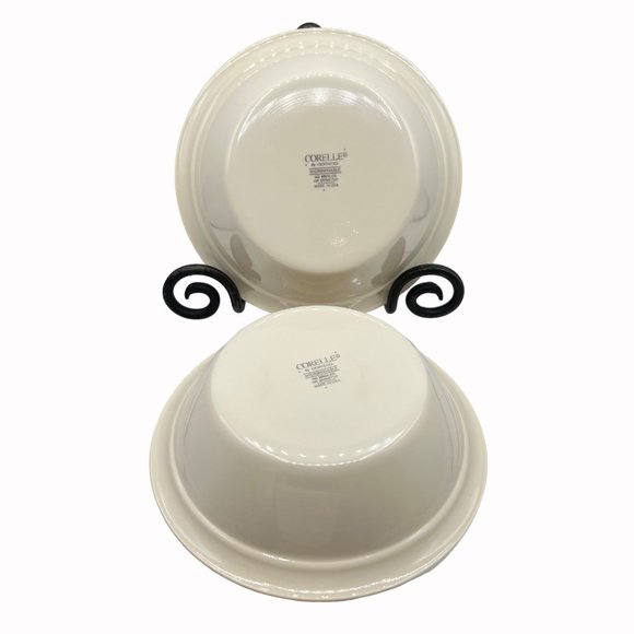 Corelle Vitrelle Abundance by Corning Red Blue Band 7" Soup Cereal Bowl 4 Pcs Vi - Picture 5 of 5